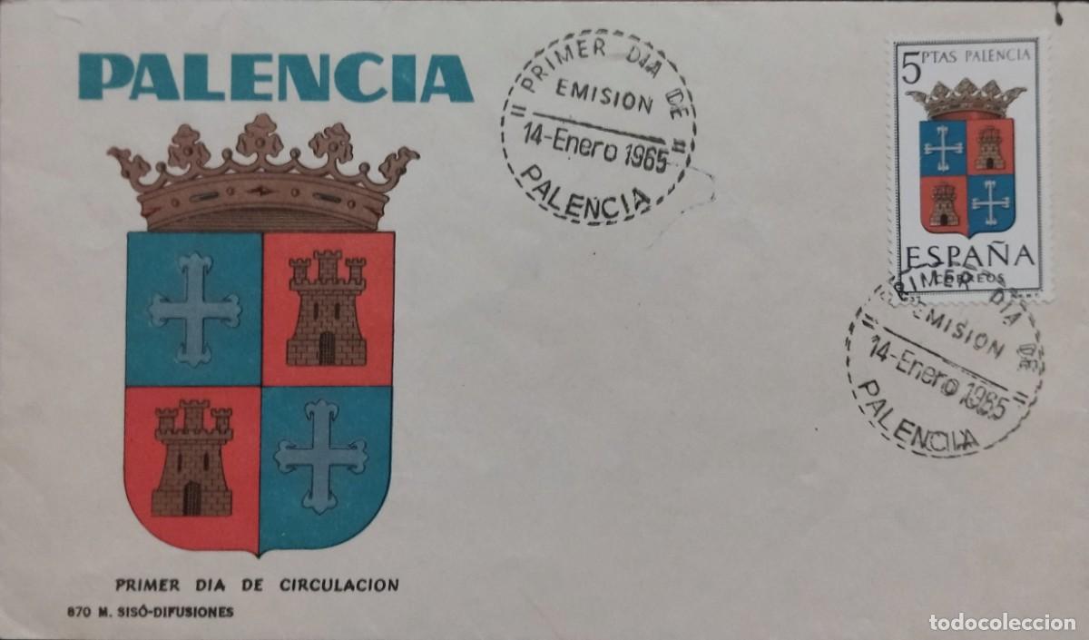Sellos: ESPA&Ntilde;A 1965 SPD ESCUDOS - PALENCIA - EDIFIL 1631 - MATASELLOS PALENCIA.