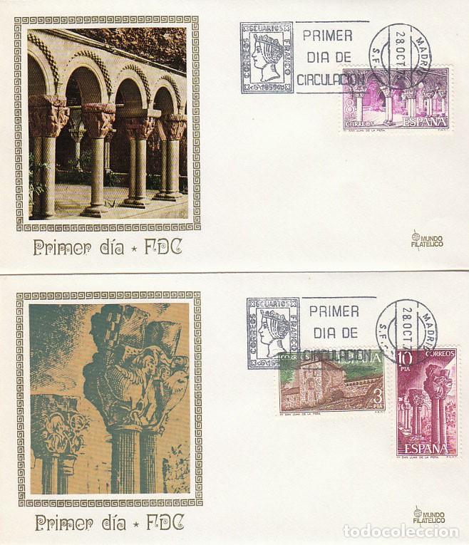 Sellos: EDIFIL 2297/99, MONASTERIO DE SAN JUAN DE LA PE&Ntilde;A (HUESCA) PRIMER DIA DE 28-10-1975 MUNDO FILATELIC