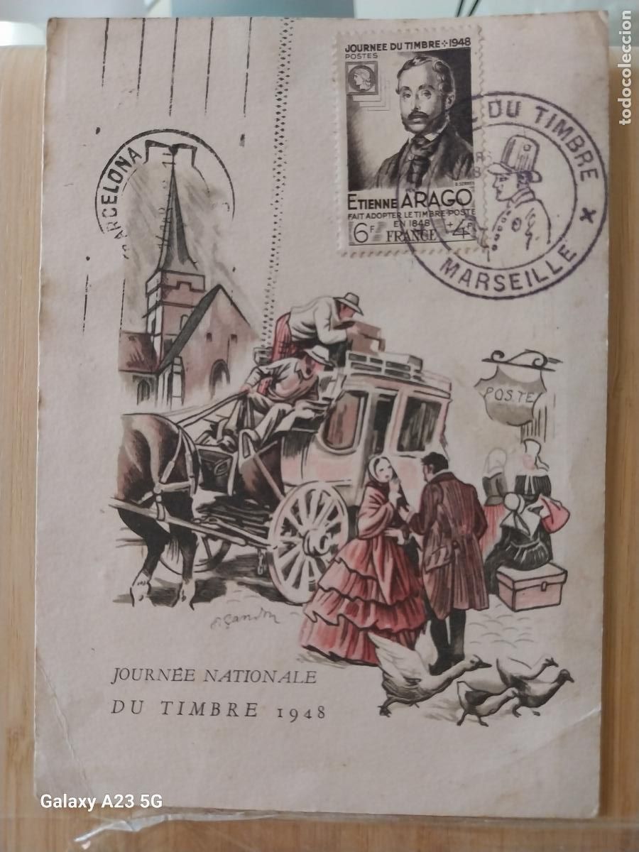 Sellos: 1948 DIA NACIONAL DEL SELLO MATASELLO MARSEILLE ORIGINAL