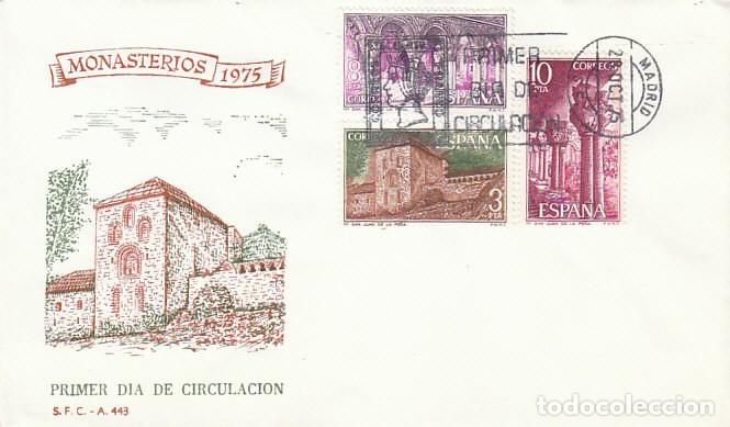 Sellos: EDIFIL 2297/9, MONASTERIO DE SAN JUAN DE LA PE&Ntilde;A. PRIMER DIA DE 9-7-1975, SFC