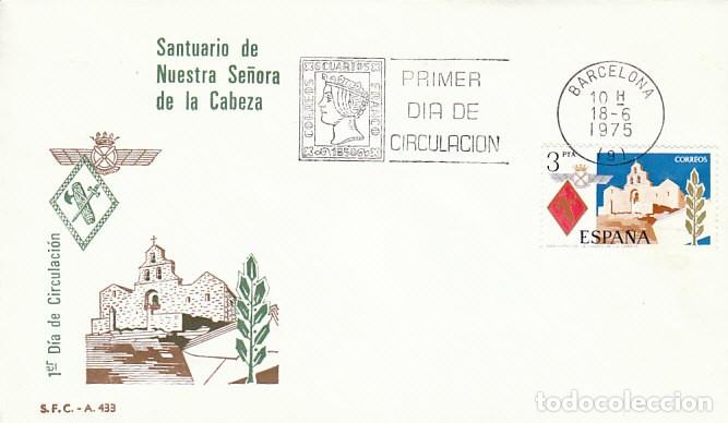 Sellos: EDIFIL 2265, SANTUARIO DE SANTA MARIA DE LA CABEZA, PRIMER DIA DE 18-6-1975 SFC