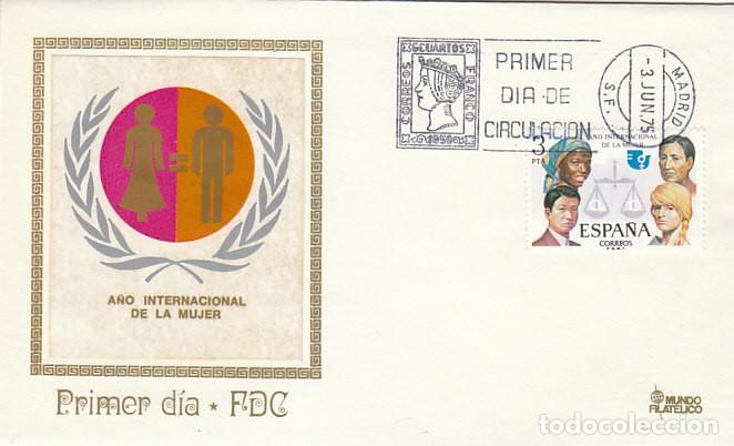 Sellos: EDIFIL 2264, A&Ntilde;O INTERNACIONAL DE LA MUJER, PRIMER DIA DE 3-6-1975 SOBRE DE MUNDO FILATELICO