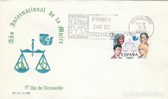 Sellos: EDIFIL 2264, A&Ntilde;O INTERNACIONAL DE LA MUJER, PRIMER DIA DE 3-6-1975 SOBRE DEL SFC
