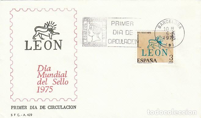 Sellos: EDIFIL 2261, DIA MUNDIAL DEL SELLO, CARTA PREFILATELICA DE LE&Oacute;N, PRIMER DIA 6-5-1975 SOBRE DEL SFC