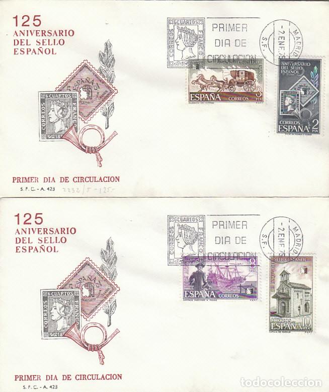 Sellos: EDIFIL 2232/5, 125 ANIVERSARIO DEL SELLO ESPA&Ntilde;OL, PRIMER DIA DE 2-1-1975 SFC