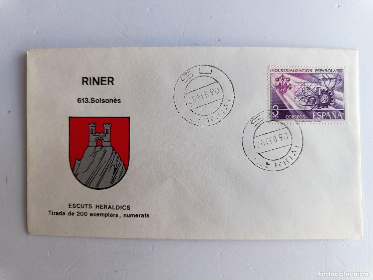 Sellos: MATASELLOS EN SOBRE ILUSTRADO CON ESCUDO DE LA POBLACI&Oacute;N DE RINER - SOLSON&Eacute;S