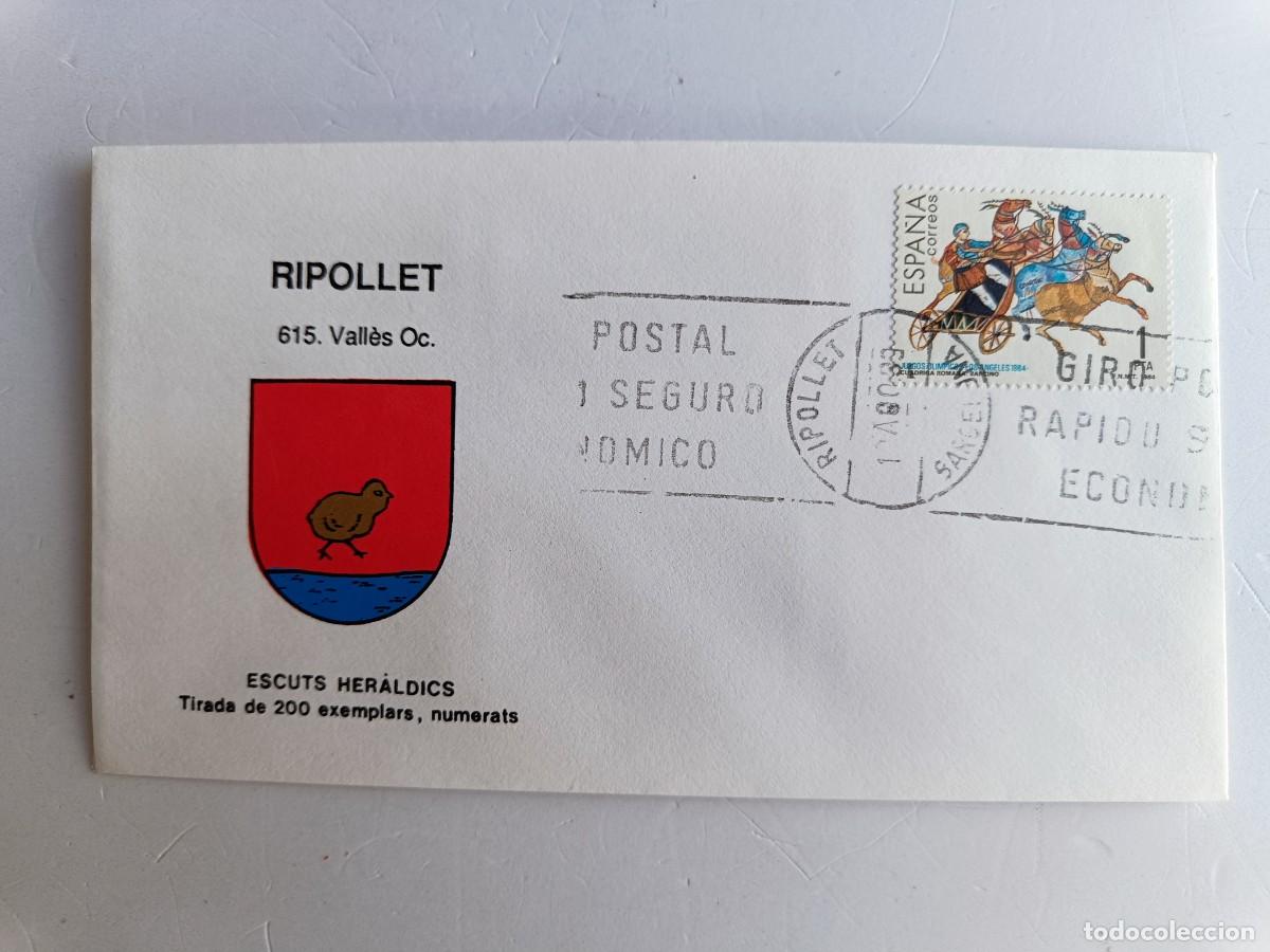 Sellos: MATASELLOS EN SOBRE ILUSTRADO CON ESCUDO DE LA POBLACI&Oacute;N DE RIPOLLET - VALL&Egrave;S OCCIDENTAL