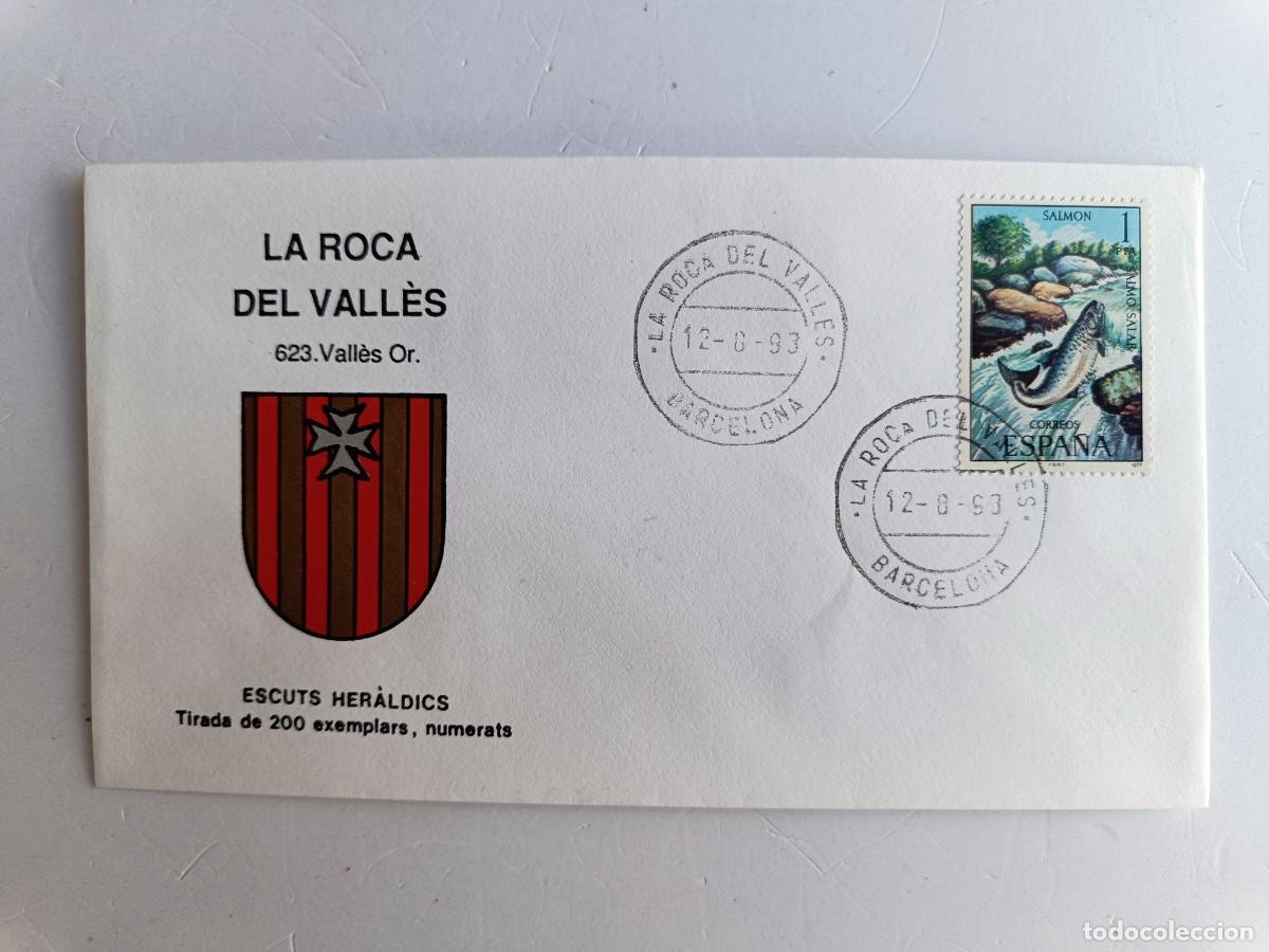 Sellos: MATASELLOS EN SOBRE ILUSTRADO CON ESCUDO DE LA POBLACI&Oacute;N DE LA ROCA DEL VALL&Eacute;S - VALL&Eacute;S ORIENTAL