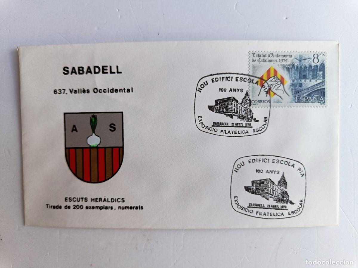 Sellos: MATASELLOS EN SOBRE ILUSTRADO CON ESCUDO DE LA POBLACI&Oacute;N DE SABADELL - VALLES OCCIDENTAL