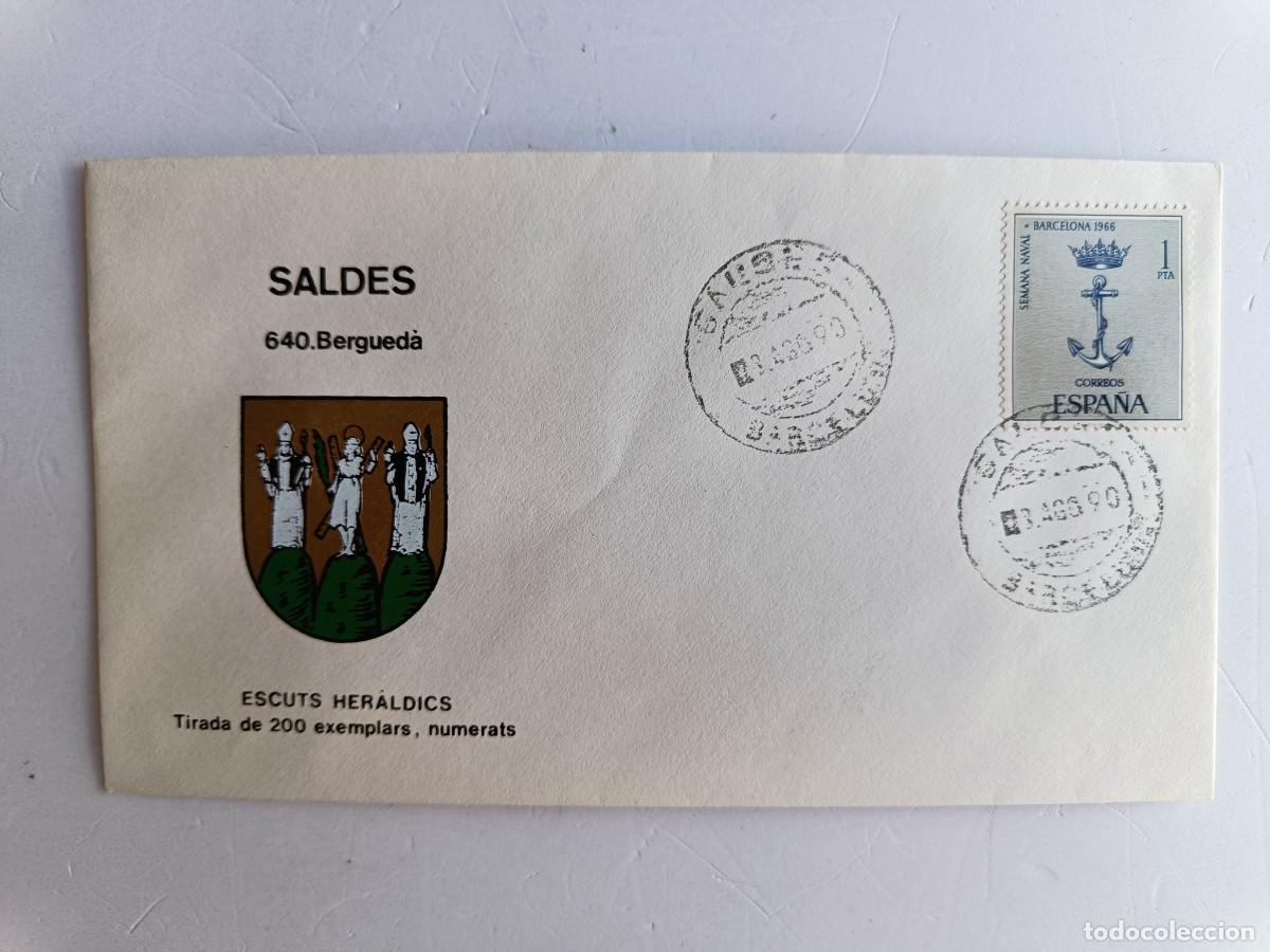 Sellos: MATASELLOS EN SOBRE ILUSTRADO CON ESCUDO DE LA POBLACI&Oacute;N DE SALDES - BERGUED&Agrave;