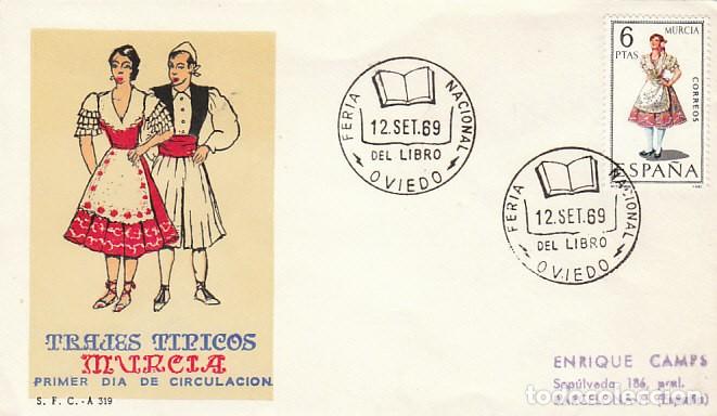 Sellos: A&Ntilde;O 1969, OVIEDO, FERIA NACIONAL DEL LIBRO CON SELLO TRAJE REGIONAL DE MURCIA