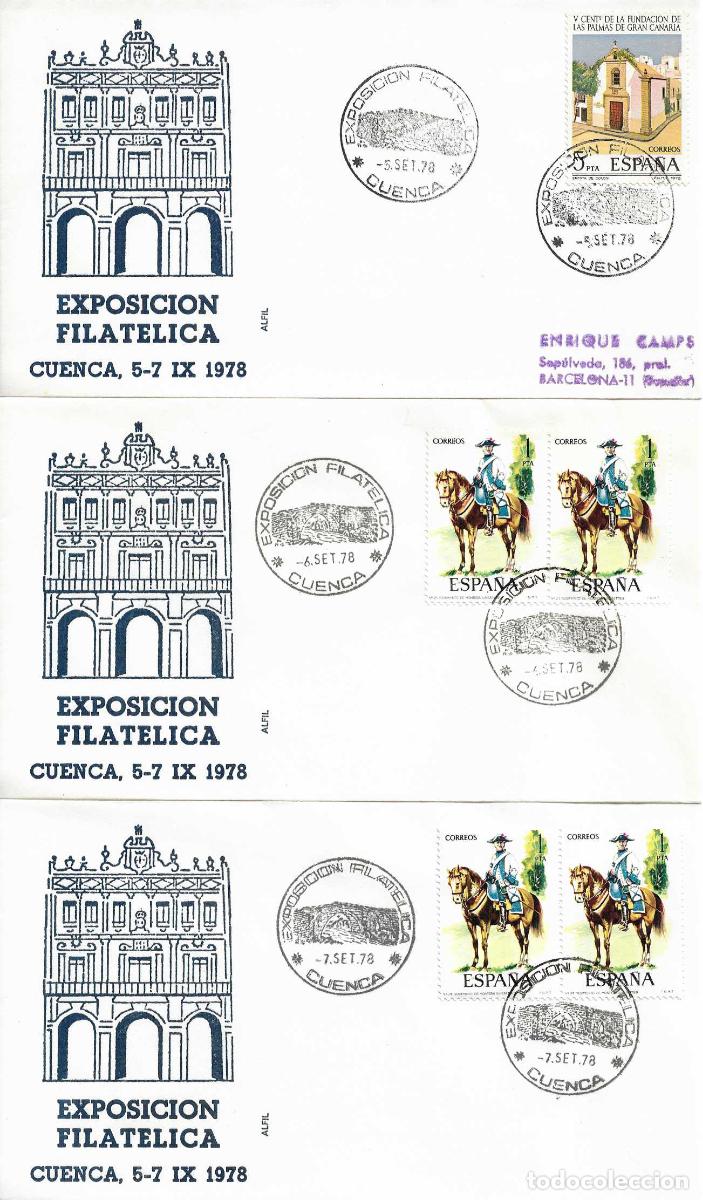 Sellos: RARO JUEGO COMPLETO TRES MATASELLOS XI EXPOSICION FILATELICA, CUENCA 1978 EN SOBRES DE ALFIL VER WXZ