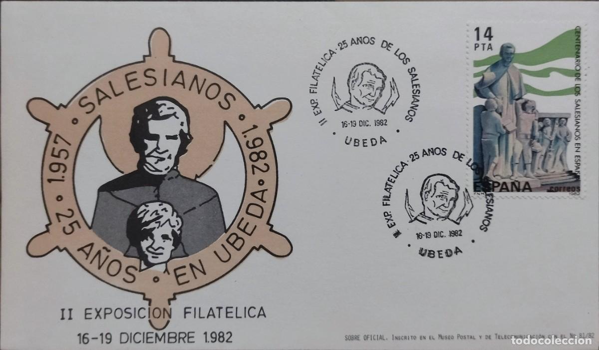 Sellos: ESPA&Ntilde;A 1982 SPD SALESIANOS - 25 A&Ntilde;OS EN &Uacute;BEDA - II EXPORTACI&Oacute;N FILAT&Eacute;LICA - MATASELLOS &Uacute;BEDA.