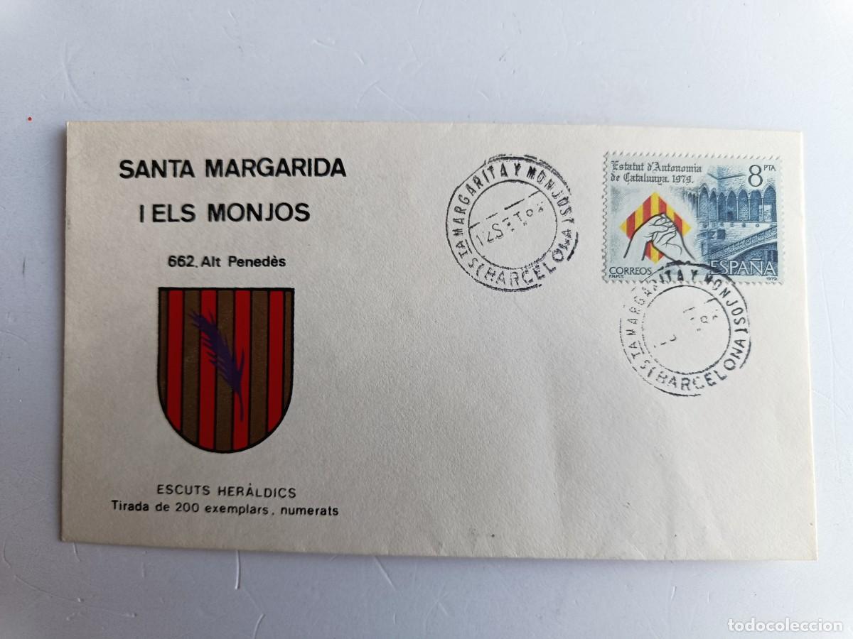 Sellos: MATASELLOS EN SOBRE ILUSTRADO CON ESCUDO DE LA POBLACI&Oacute;N DE SANTA MARGARIDA I ELS MONJOS - ALT PENED