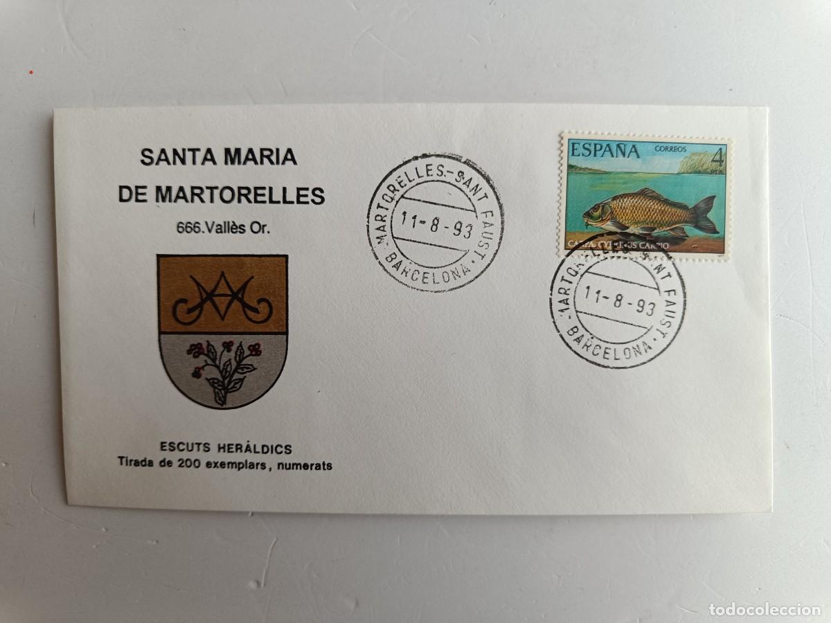 Sellos: MATASELLOS EN SOBRE ILUSTRADO CON ESCUDO DE LA POBLACI&Oacute;N DE SANTA MARIA DE MARTORELLES - VALL&Eacute;S ORIE