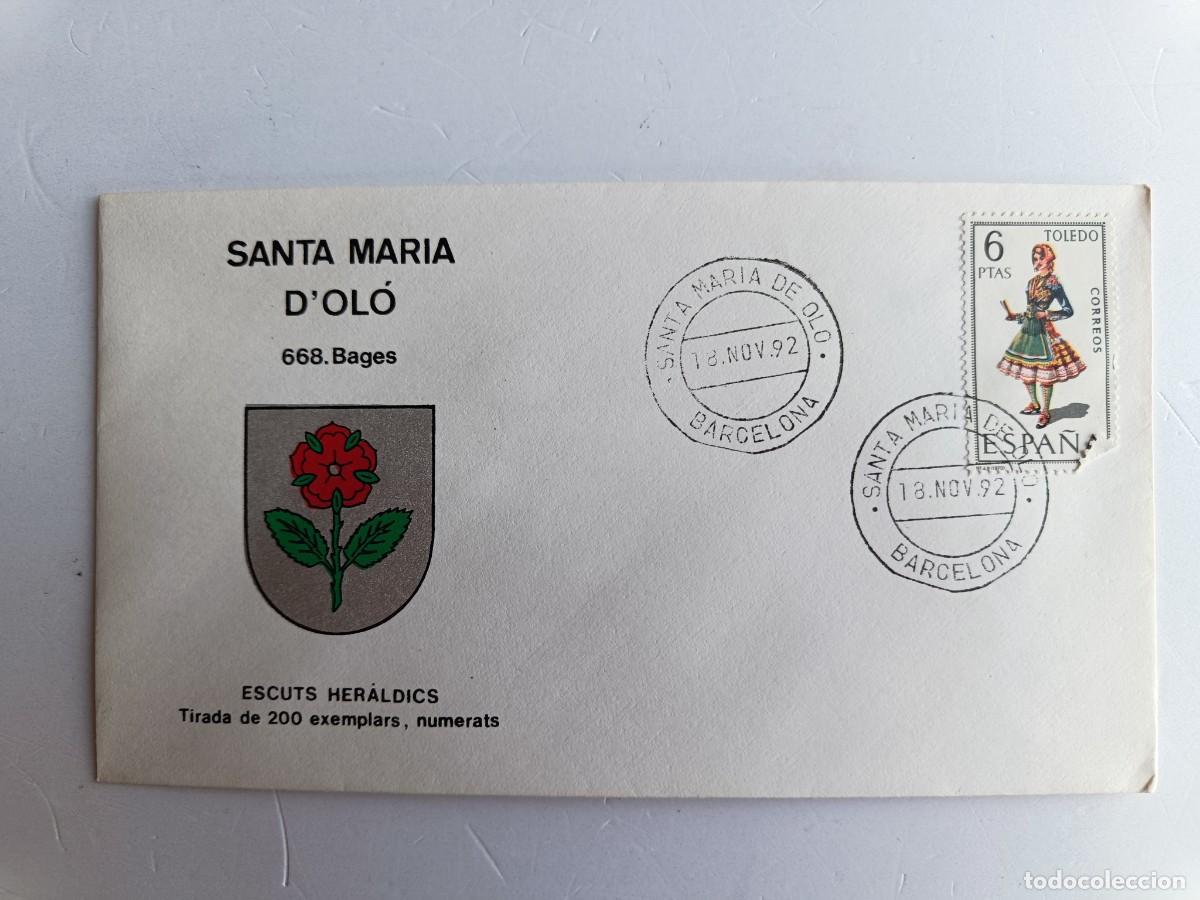 Sellos: MATASELLOS EN SOBRE ILUSTRADO CON ESCUDO DE LA POBLACI&Oacute;N DE SANTA MARIA DE D'OL&Oacute; - BAGES