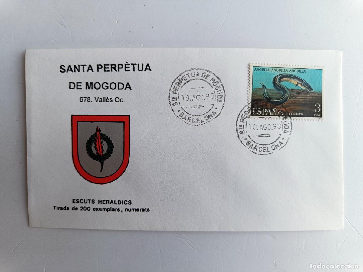 Sellos: MATASELLOS EN SOBRE ILUSTRADO CON ESCUDO DE LA POBLACI&Oacute;N DE SANTA PERPETUA DE MOGODA - VALLES OCCIDE