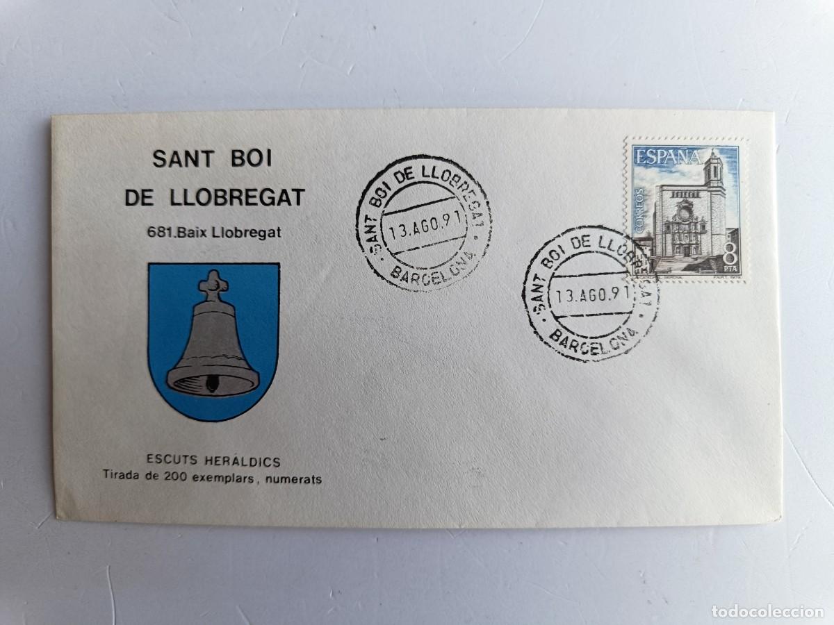 Sellos: MATASELLOS EN SOBRE ILUSTRADO CON ESCUDO DE LA POBLACI&Oacute;N DE SANT BOI DE LLOBREGAT - BAIX LLOBREGAT