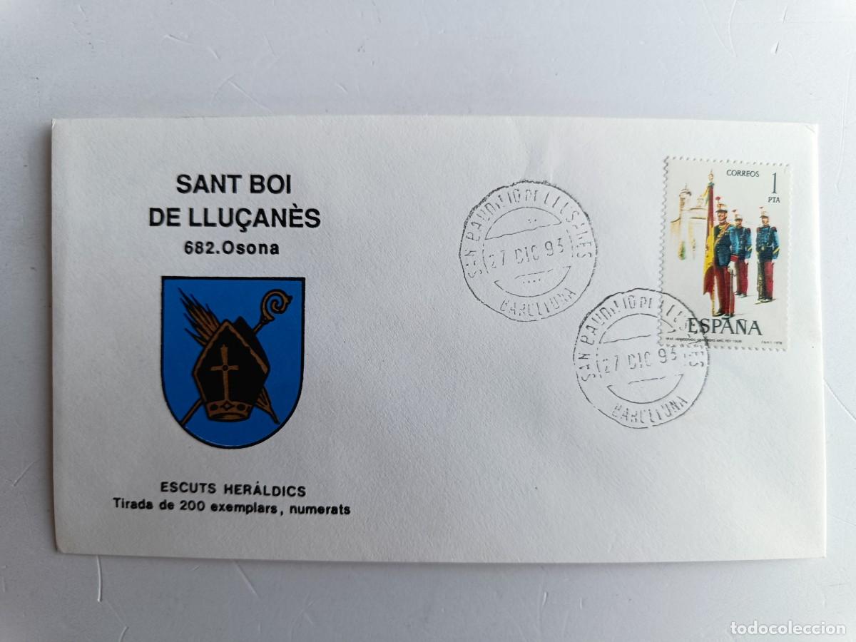 Sellos: MATASELLOS EN SOBRE ILUSTRADO CON ESCUDO DE LA POBLACI&Oacute;N DE SANT BOI DE LLU&Ccedil;AN&Eacute;S - OSONA