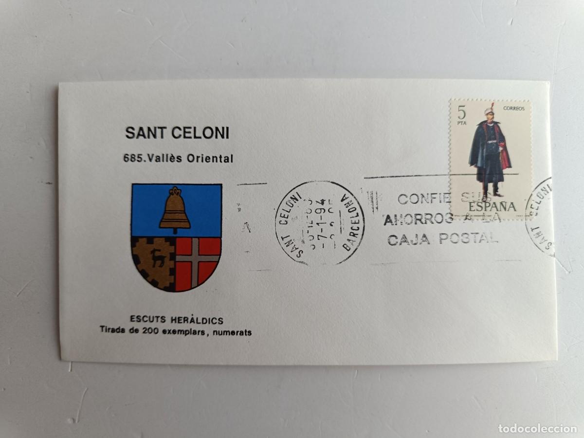 Sellos: MATASELLOS EN SOBRE ILUSTRADO CON ESCUDO DE LA POBLACI&Oacute;N DE SANT CELONI - VALL&Eacute;S ORIENTAL