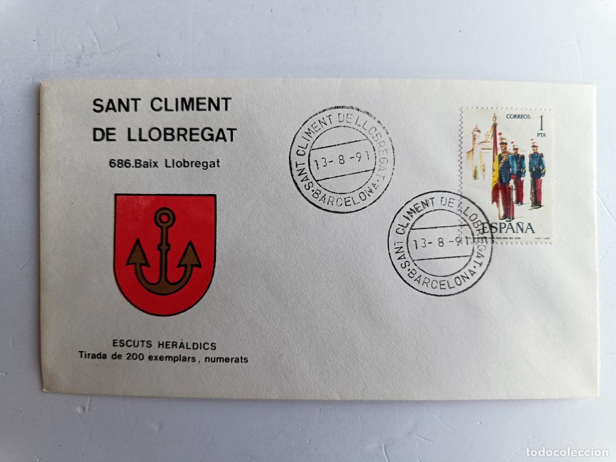 Sellos: MATASELLOS EN SOBRE ILUSTRADO CON ESCUDO DE LA POBLACI&Oacute;N DE SANT CLIMENT DE LLOBREGAT - BAIX LLOBREG