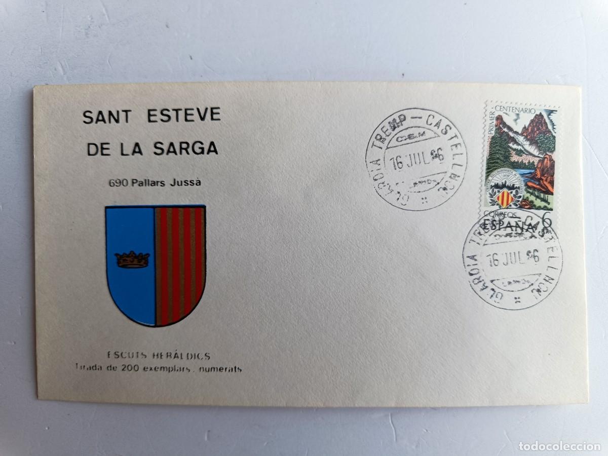 Sellos: MATASELLOS EN SOBRE ILUSTRADO CON ESCUDO DE LA POBLACI&Oacute;N DE SANT ESTEVE DE LA SARGA - PALLARS JUSS&Agrave;