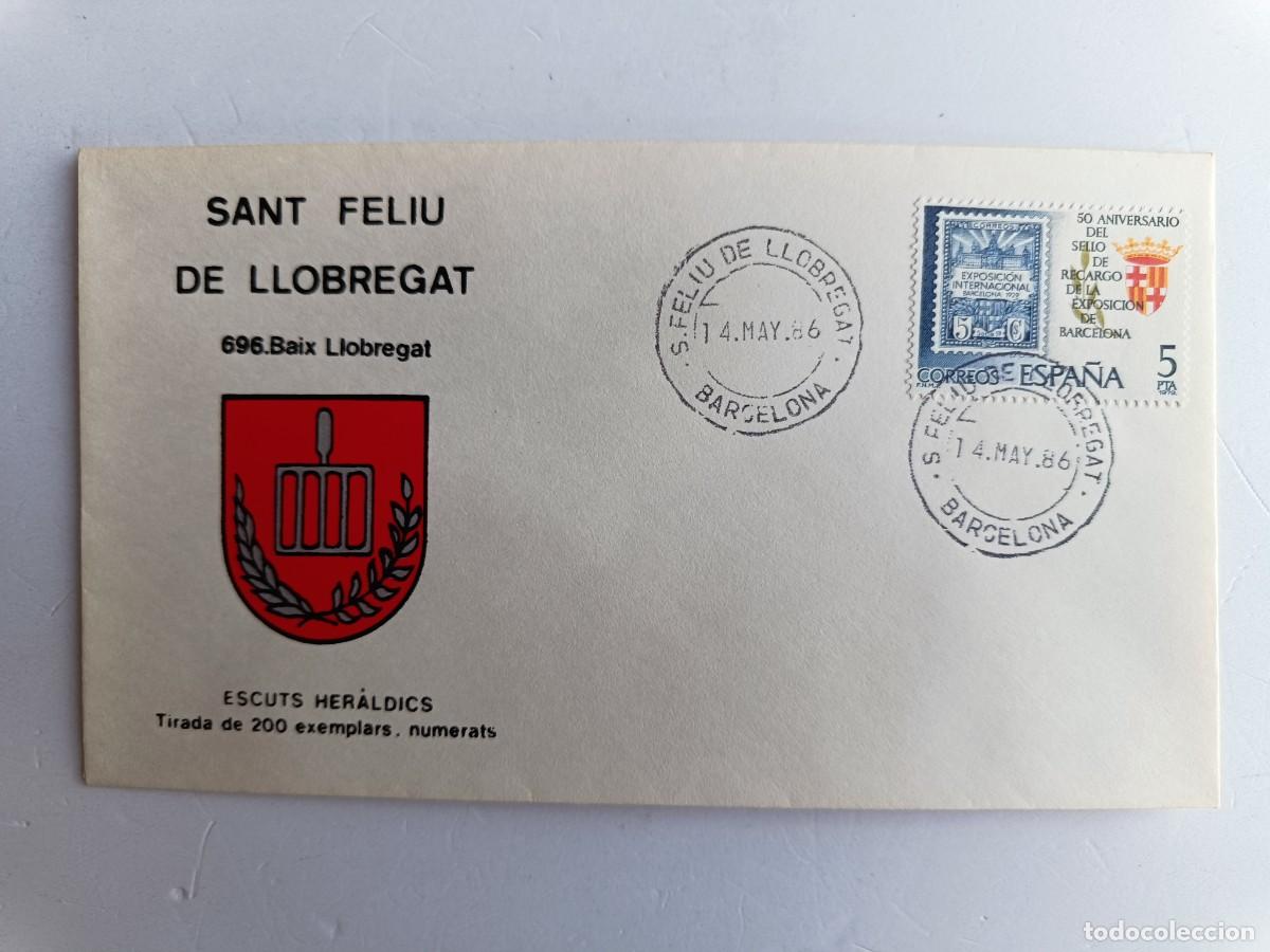 Sellos: MATASELLOS EN SOBRE ILUSTRADO CON ESCUDO DE LA POBLACI&Oacute;N DE SANT FELIU DE LLOBREGAT - BAIX LLOBREGAT