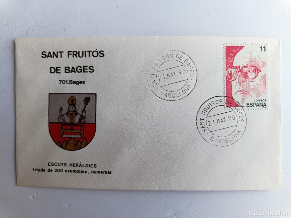 Sellos: MATASELLOS EN SOBRE ILUSTRADO CON ESCUDO DE LA POBLACI&Oacute;N DE SANT FRUIT&Oacute;S DE BAGES - BAGES