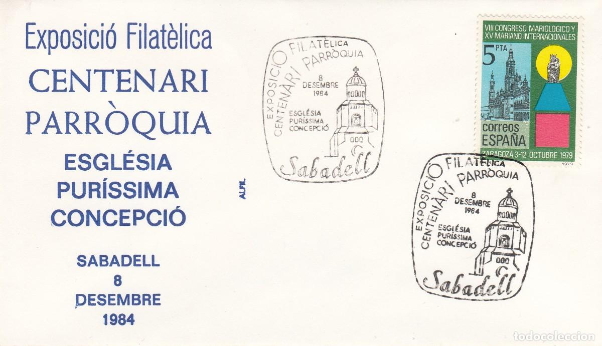 Sellos: MATASELLOS EXPOSICI&Oacute; FILAT&Eacute;LICA CENTENARI PARROQUIA DE SABADELL - 1984