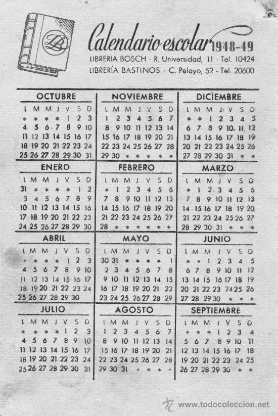 Calendario Escolar De Bolsillo1948 1949librer Comprar Calendarios Antiguos En Todocoleccion 4394