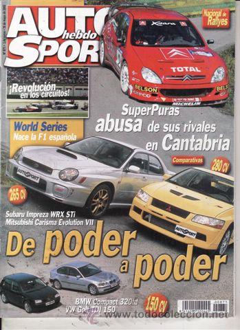 REVISTA AUTO HEBDO SPORT Nº 871 AÑO 2002. PRUEBA: FORD FIESTA 1.4 GHIA. COMP. SUBARU IMPREZA WRX STI