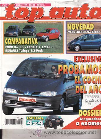 REVISTA TOPS AUTO Nº 87 AÑO 1997. PRUEBA: REANUTL SCÉNIC 1.9 DT RXT. PRUEBA: FERRARI 500 MARANELLO. 