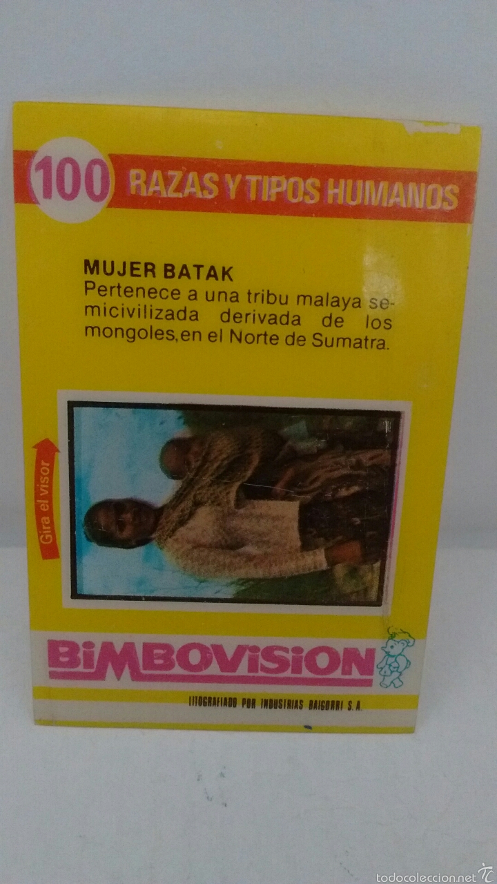 Cromo Bimbovision. Serie Razas y tipos humanos. Número 100. Mujer Batak.