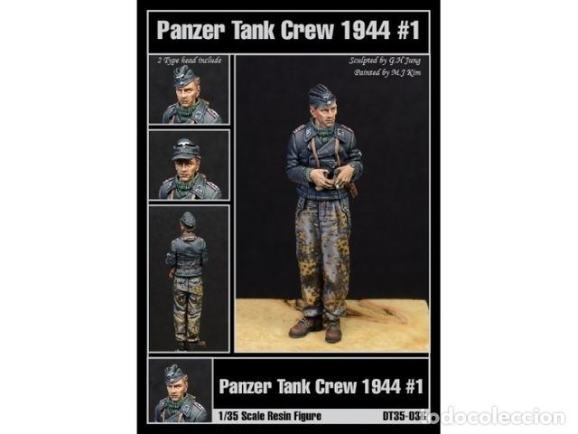 WWII GERMAN PANZER TANK CREW 1944 1 FIGURA RESINA 1/35 2 CABEZAS ACCESORIOS DIORAMA