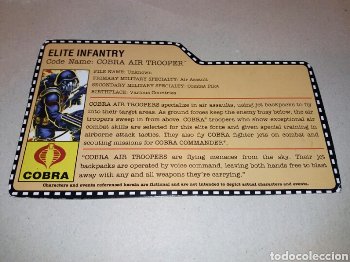 Ficha de figura GIJoe - COBRA AIR TROOPER v1 s23 2007. FILECARD USA EN INGLÉS.