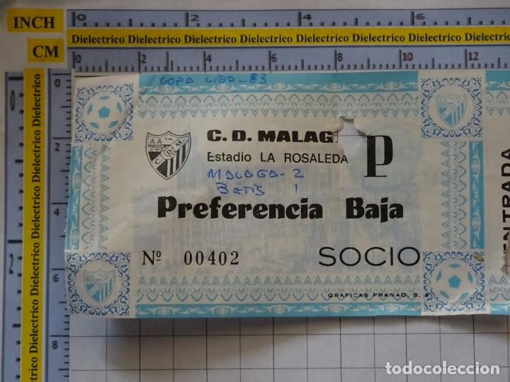 ENTRADA PARTIDO DE FÚTBOL. AÑOS 80. CLUB DEPORTIVO MÁLAGA ESTADIO LA ROSALEDA