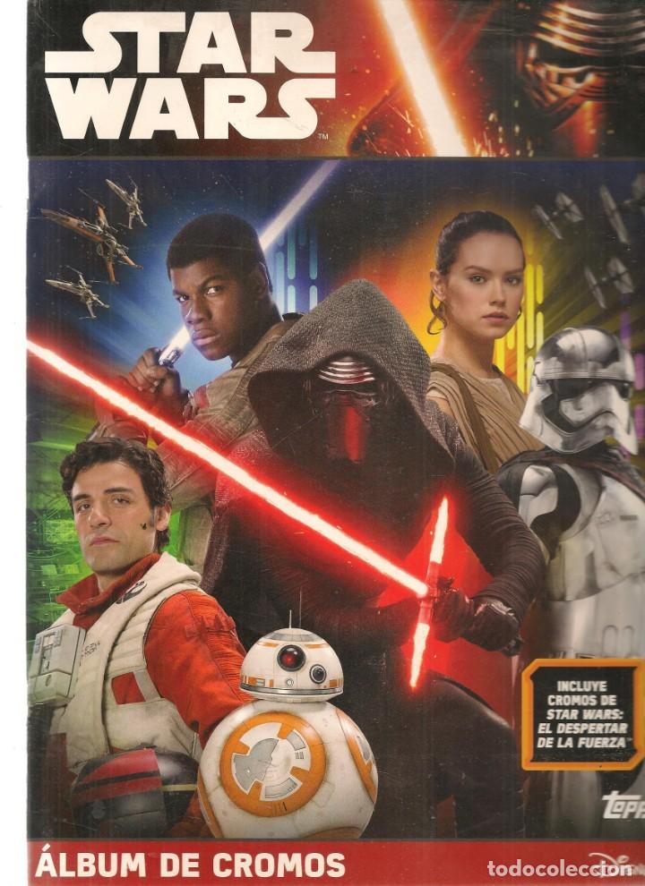 STAR WARS. ÁLBUM DE CROMOS INCOMPLETO. CON 6 CROMOS PEGADOS. DISNEY. (P/DS1)