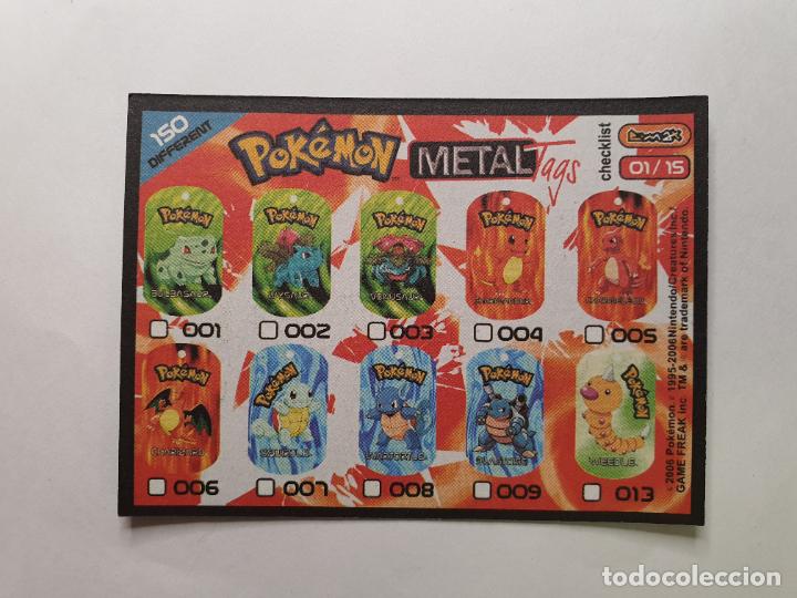 CROMO TARJETA EMAX - POKEMON METAL TAGS -- AÑO 2006 - CHECKLIST CHECK LIST - Nº 1 A 15 CHARIZARD