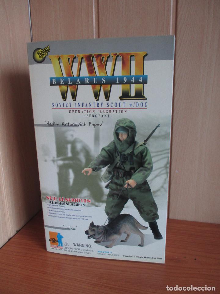 DRAGON MODELS: ESCALA 1/16 , FIGURA DE SOLDADO DE INFANTERIA SOVIETICA CON PERRO , EN CAJA