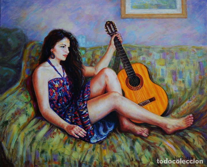Dimas Oleo Figura con guitarra