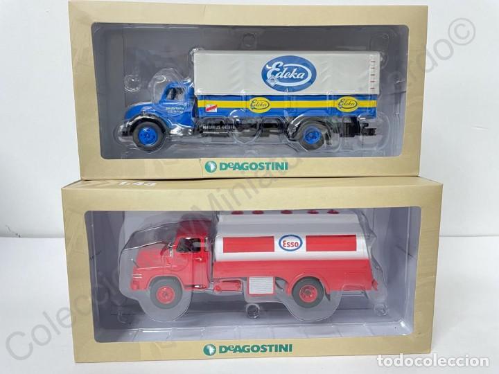 LOTE de 2 Camiones clásicos (Escala 1:43) Camión cisterna MAN Esso + Magirus Deutz c/ toldo Edeka