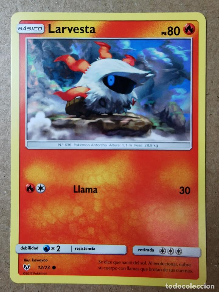CARTA POKÉMON BASICO LARVESTA 12/73. 2017. PS 80 TRADING CARDS. CROMO NUEVO. NUEVA