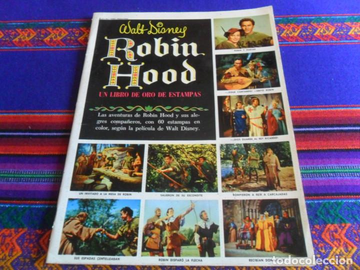 LIBROS DE ORO DE ESTAMPAS WALT DISNEY Nº 2 ROBIN HOOD COMPLETO 60 CROMOS. SUSAETA 1970. BUEN ESTADO.