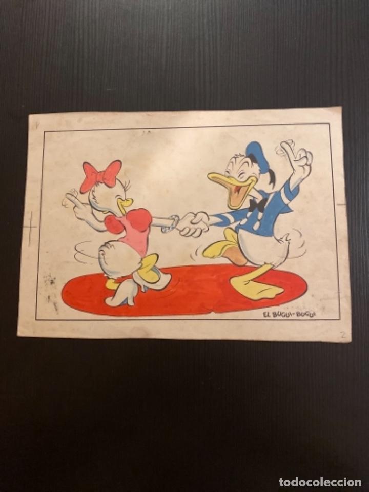 Dibujo original Walt Disney Donald y Daisy Bugui- 20 cm x 22 cm editorial Roma ilustración coloreado