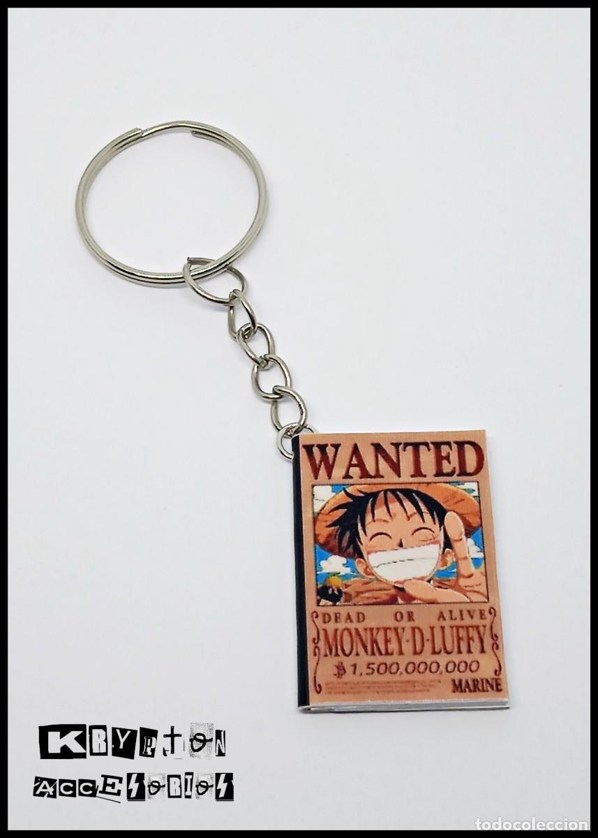 Llavero ONE PIECE - Colgante - WANTED - MONKEY D LUFFY - Mini Libro - Anime - Manga - Serie
