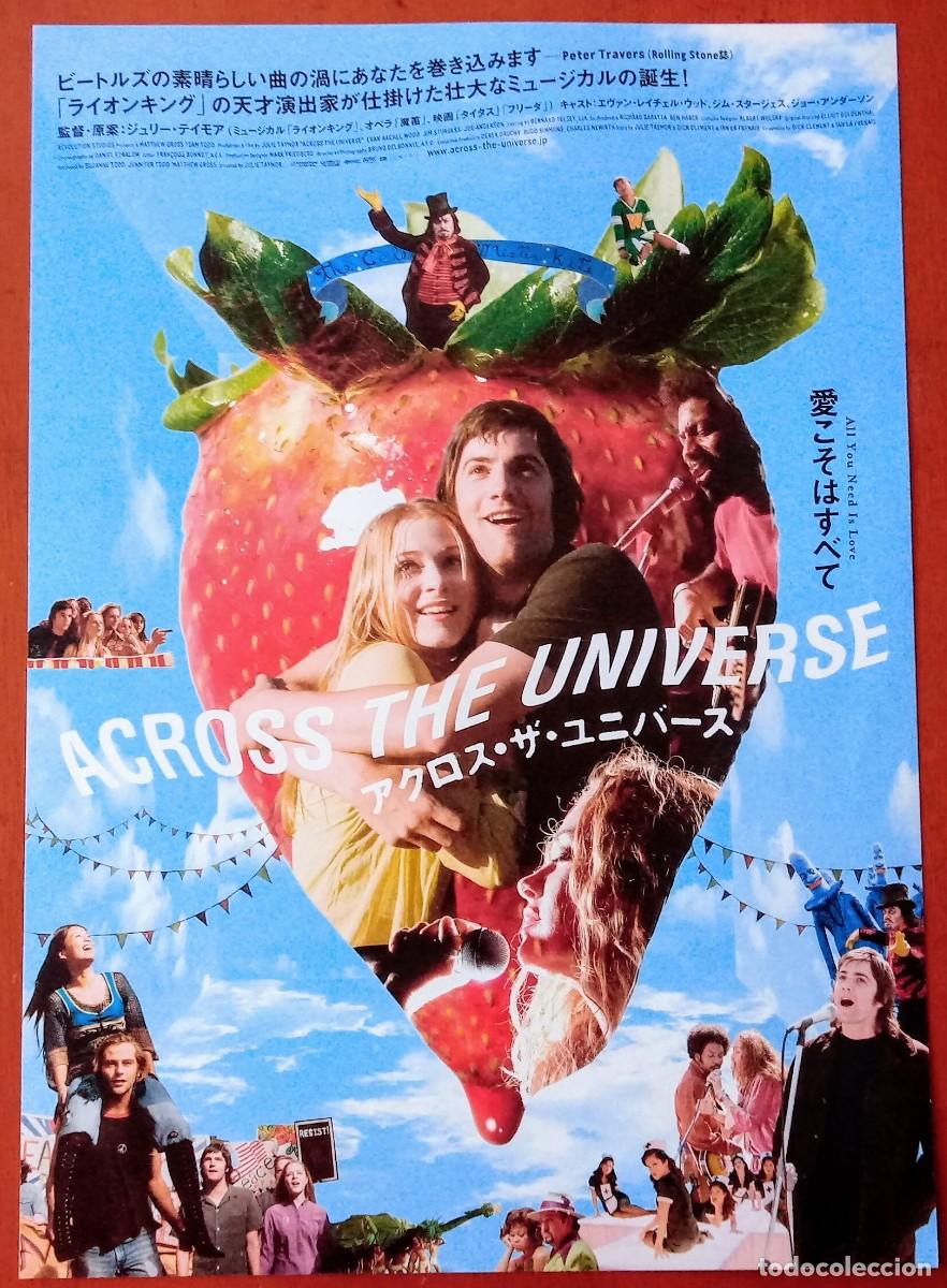 Programa guía japonesa ACROSS THE UNIVERSE. Evan Rachel Wood, Jim Sturgess. Música Beatles JAPÓN.