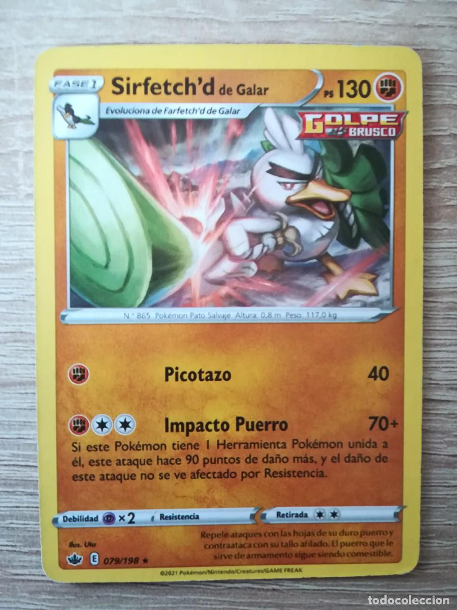 SIRFETCH'D DE GALAR,GOLPE BRUSCO,Nº079/198 ESPADA Y ESCUDO-R.ESCALOFRIANTE-CARTA POKÉMON CARD.2021