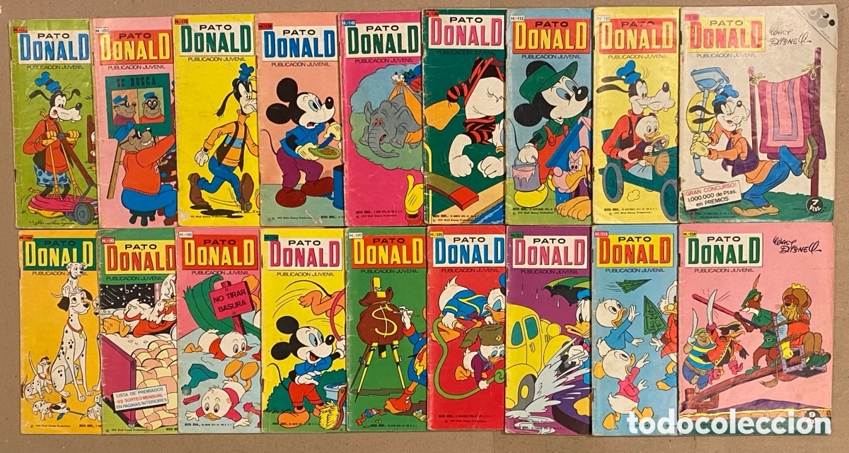 PATO DONALD PUBLICACIÓN JUVENIL WALT DISNEY ERSA AÑOS 70). LOTE DE 18 TEBEOS.