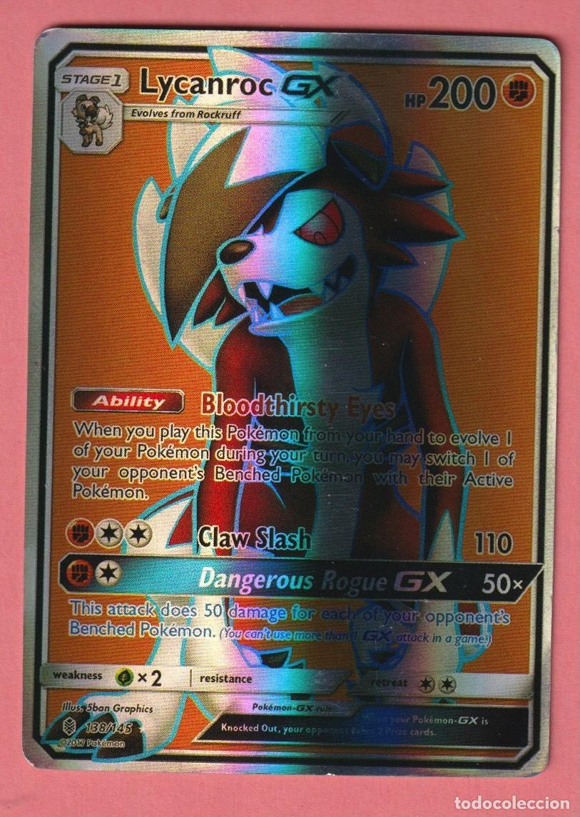 Cromo de Pokemon del año 2017 LYCANROC GX HP 200