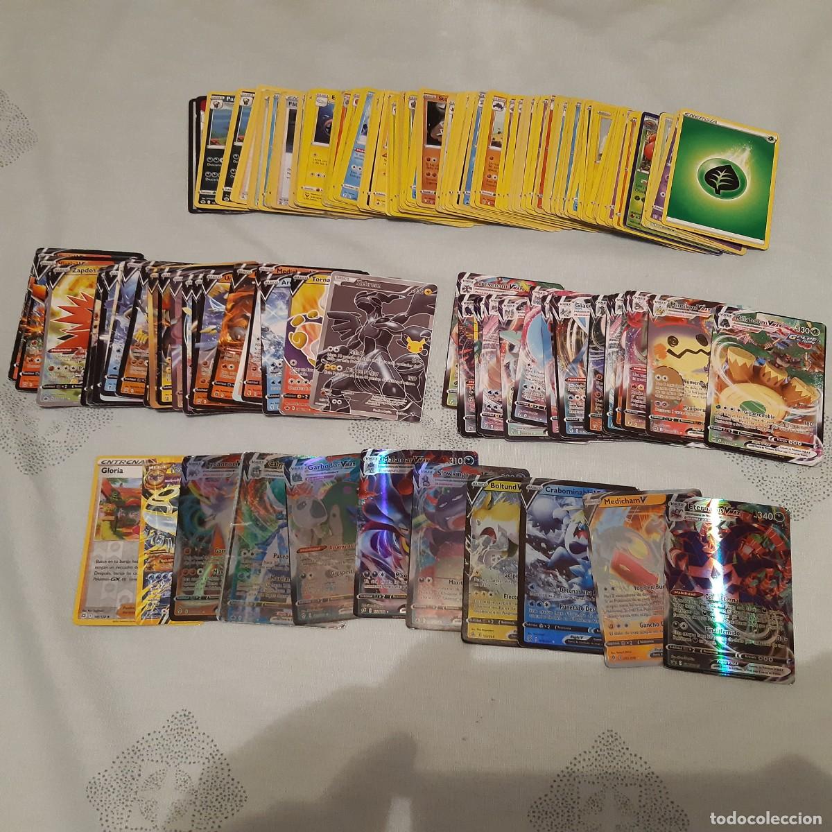 LOTE POKEMON 178 TRADING CARDS CARTAS CROMOS (11 BRILLANTES HOLO FOIL) EN ESPAÑOL + bonus